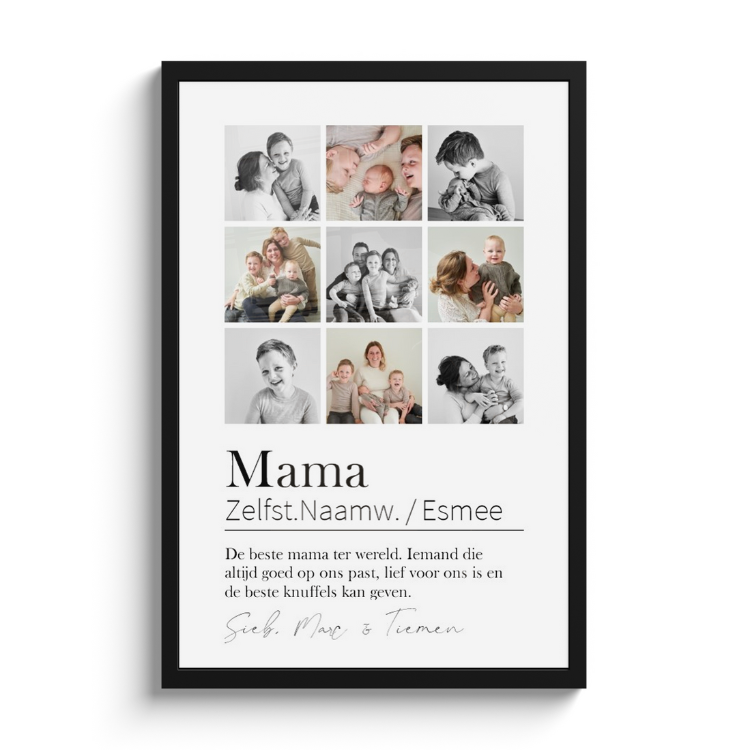 Poster met lijst - Mama betekenis collage