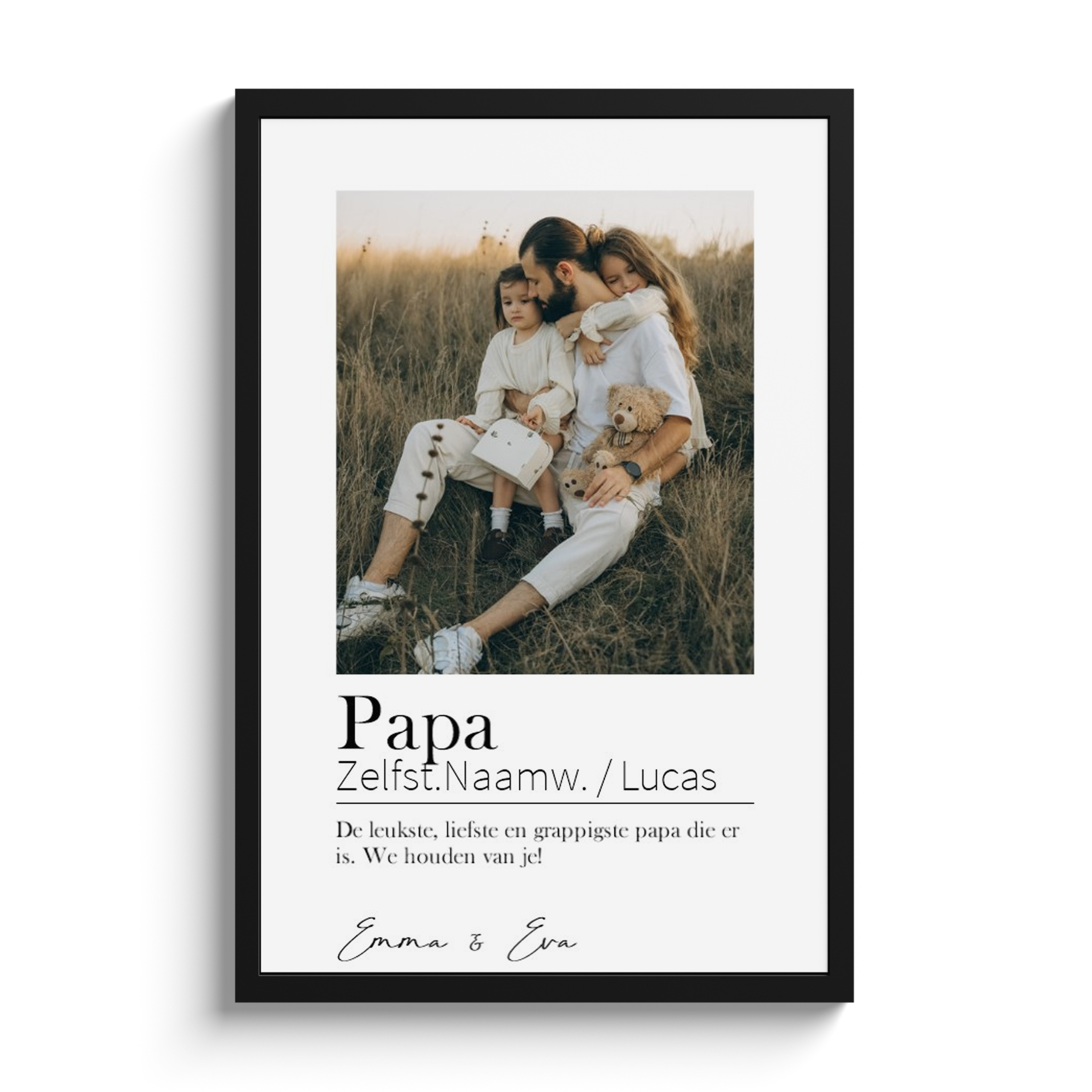 Poster met lijst - Papa betekenis 1 foto