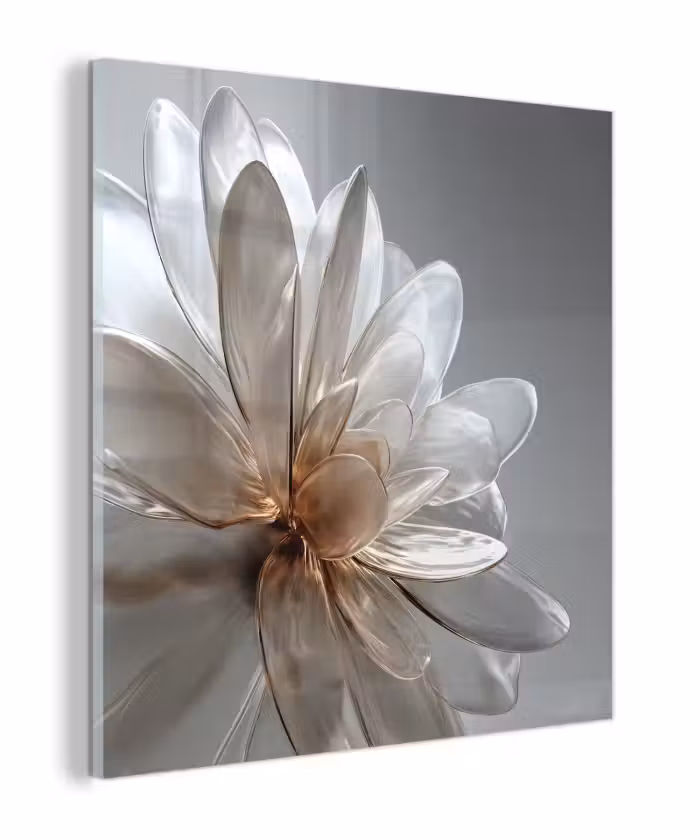 Glas schilderij - Bloem - Wit - Neutraal