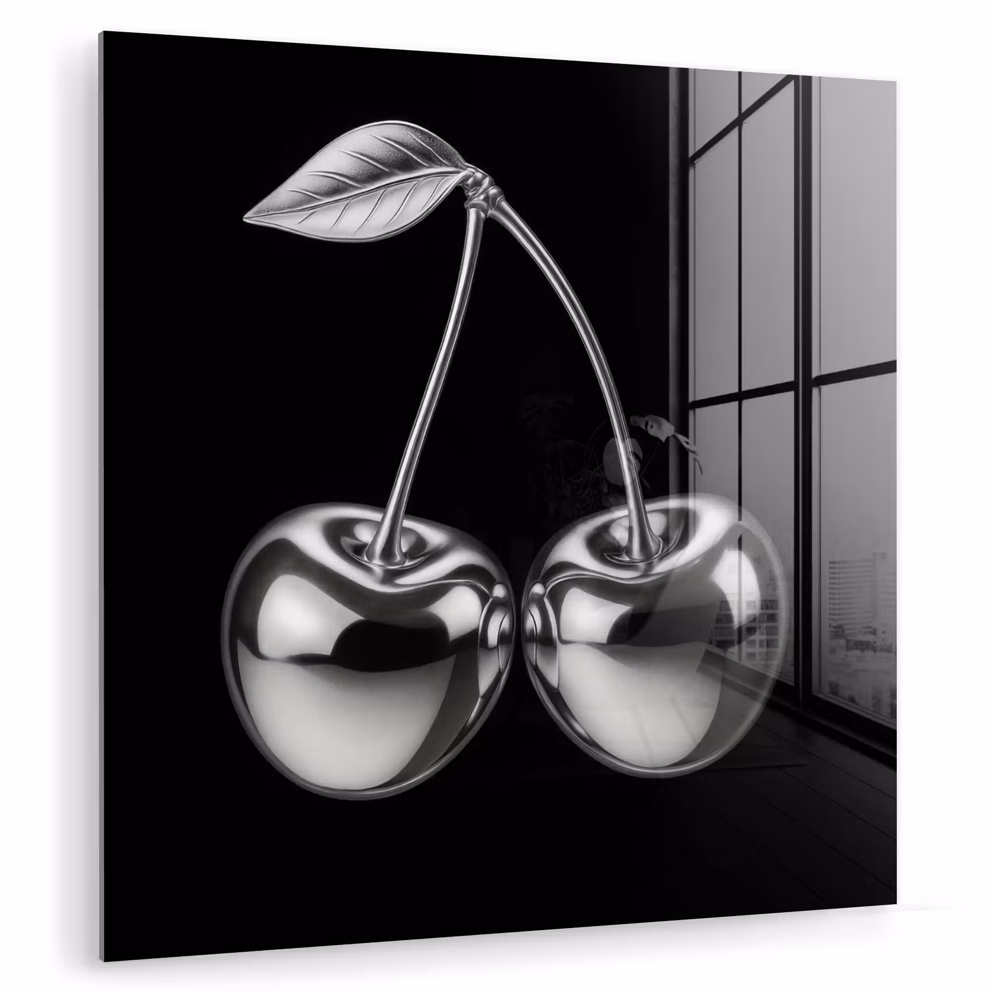 Glas schilderij - Kers - Luxueus - Metallic