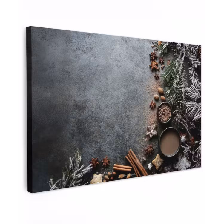 Canvas schilderij - Winter - Kerst - Beton - Dennentak — 1